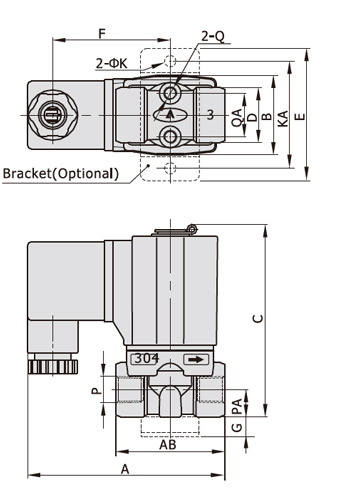 Dimensions AirTAC - Solenoid Valve 2S Series