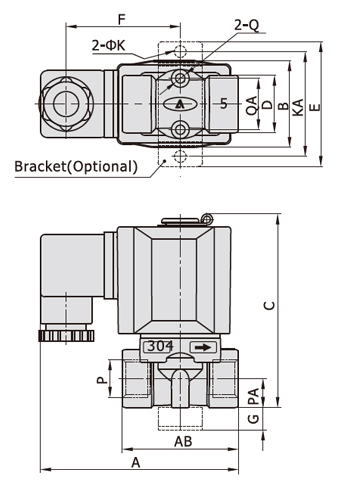 Dimensions AirTAC - Solenoid Valve 2S Series