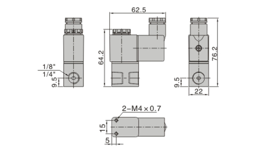 Dimensions AirTAC - Solenoid valve 2V Series
