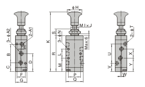 Dimensions AirTAC - Mechanical Valve 4L Series