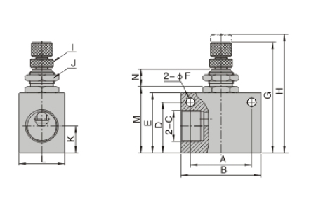 Dimensions AirTAC - วาล์วควบคุมอัตราการไหล ของก้อนกระบอกลม ASC Series