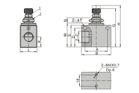 Dimensions AirTAC - วาล์วควบคุมอัตราการไหล ของก้อนกระบอกลม ASC Series