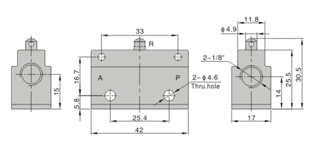 Dimensions AirTAC - Mechanical Valve CM3 Series