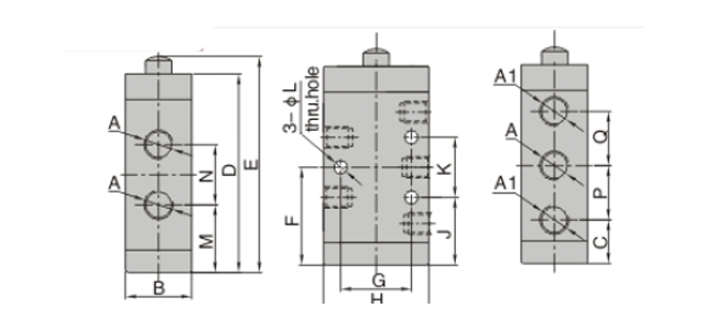 Dimensions AirTAC - Mechanical Valve M5 Series