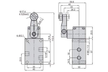 Dimensions AirTAC - Mechanical Valve ZM3 Series