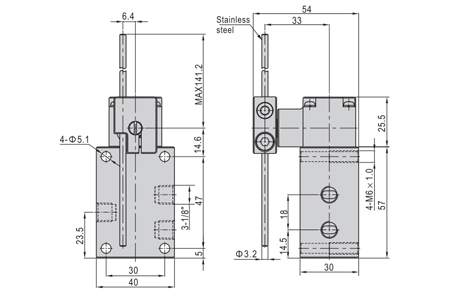 Dimensions AirTAC - Mechanical Valve ZM3 Series