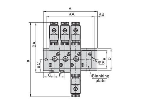 Dimensions AirTAC - Manifold 100/200/300/400M