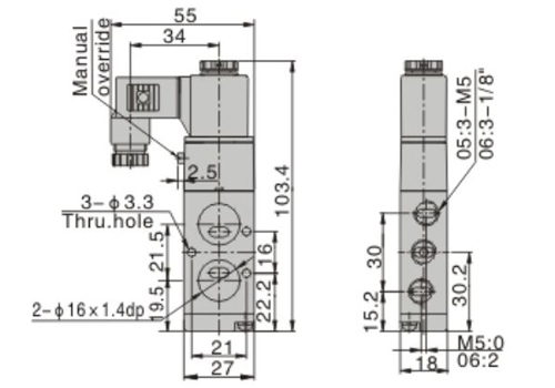 Dimensions AirTAC - Solenoid Valve 4M Series