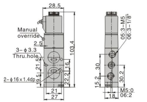 Dimensions AirTAC - Solenoid Valve 4M Series