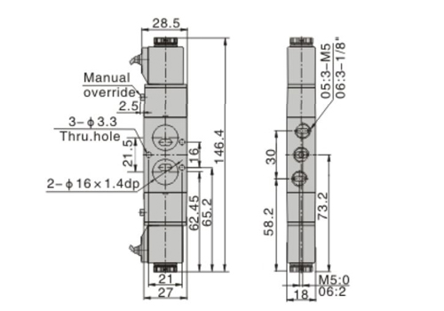 Dimensions AirTAC - Solenoid Valve 4M Series