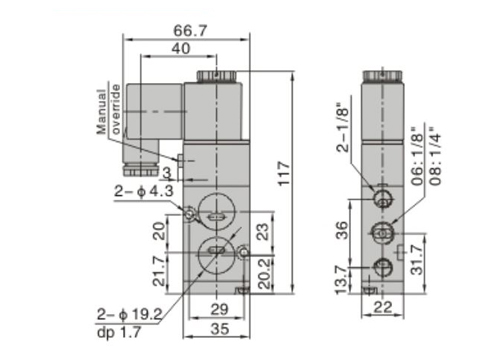 Dimensions AirTAC - Solenoid Valve 4M Series