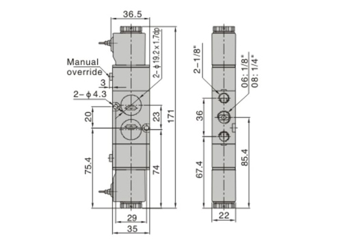 Dimensions AirTAC - Solenoid Valve 4M Series