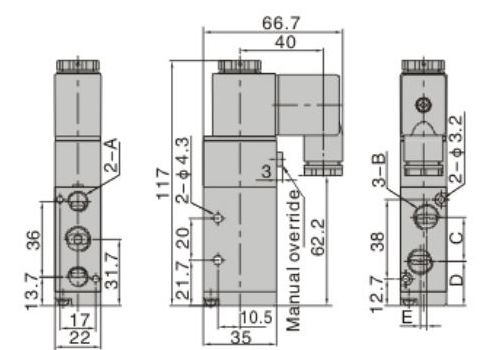 Dimensions AirTAC - Solenoid Valve 4V series