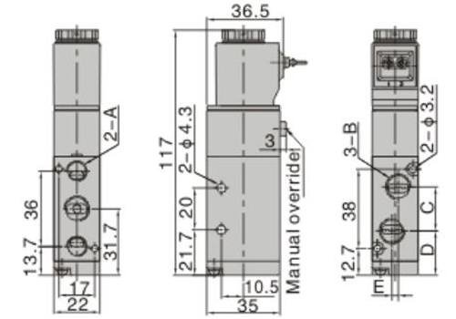 Dimensions AirTAC - Solenoid Valve 4V series