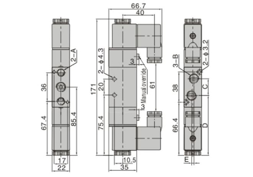Dimensions AirTAC - Solenoid Valve 4V series