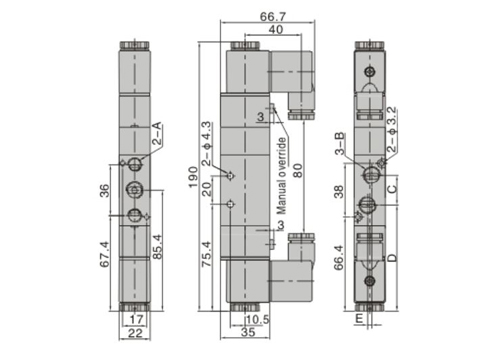Dimensions AirTAC - Solenoid Valve 4V series