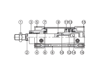 Inner structure AirTAC Air Cylinder SAU Series