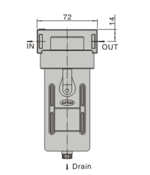 Dimensions AirTAC - F ตัวกรองลมดักน้ำ รุ่น AF, BF Series