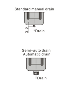 Dimensions AirTAC - F ตัวกรองลมดักน้ำ รุ่น AF, BF Series