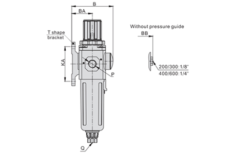 Dimensions AirTAC - FR.L ชุดกรองลมดักน้ำ รุ่น GAFC Series