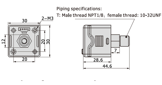 Dimensions AirTAC - สวิทช์ความดัน, เพรสเชอร์สวิทซ์ (Pressure Switch) รุ่น DPS series