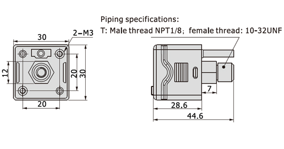 Dimensions AirTAC - สวิทช์ความดัน, เพรสเชอร์สวิทซ์ (Pressure Switch) รุ่น DPS series