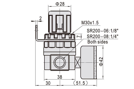 Dimensions AirTAC - ตัวปรับแรงลม รุ่น SR Series
